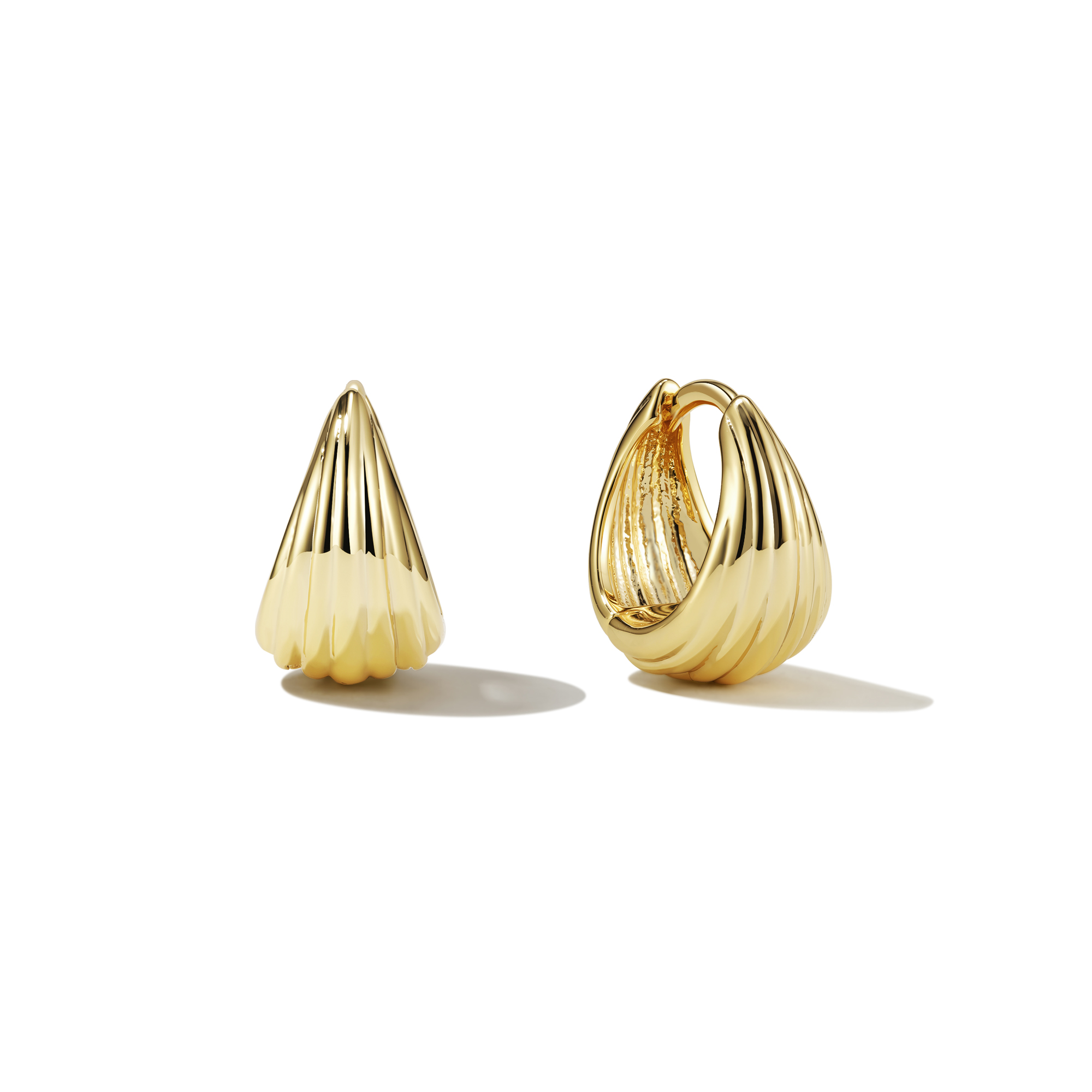 14K Gold Filled Sculpted Hoops Earrings
