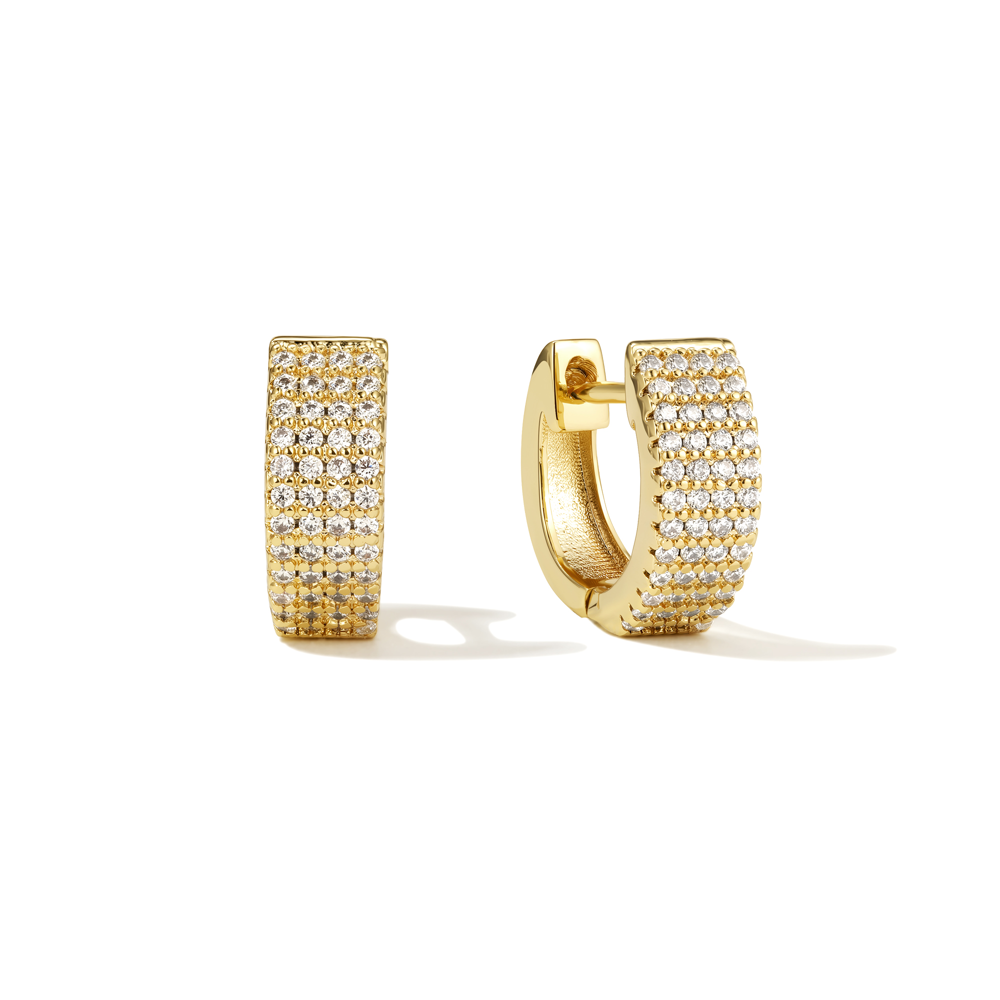 14K Gold Filled Row Pave Hoops Earrings