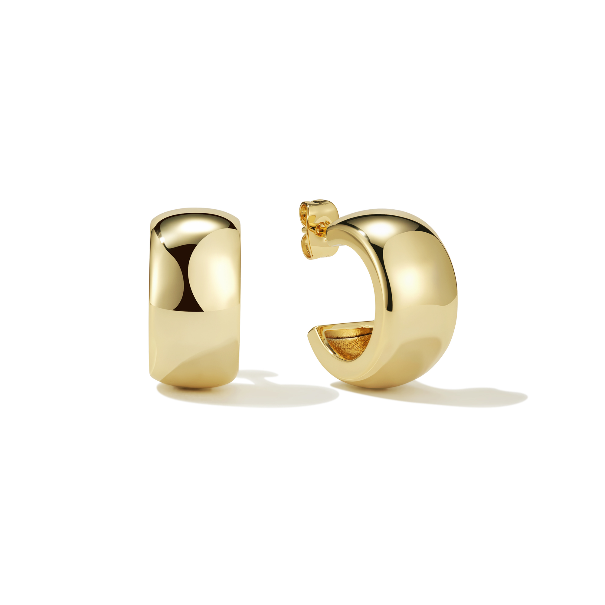 14K Gold Filled Dome Oval Hoops Earrings