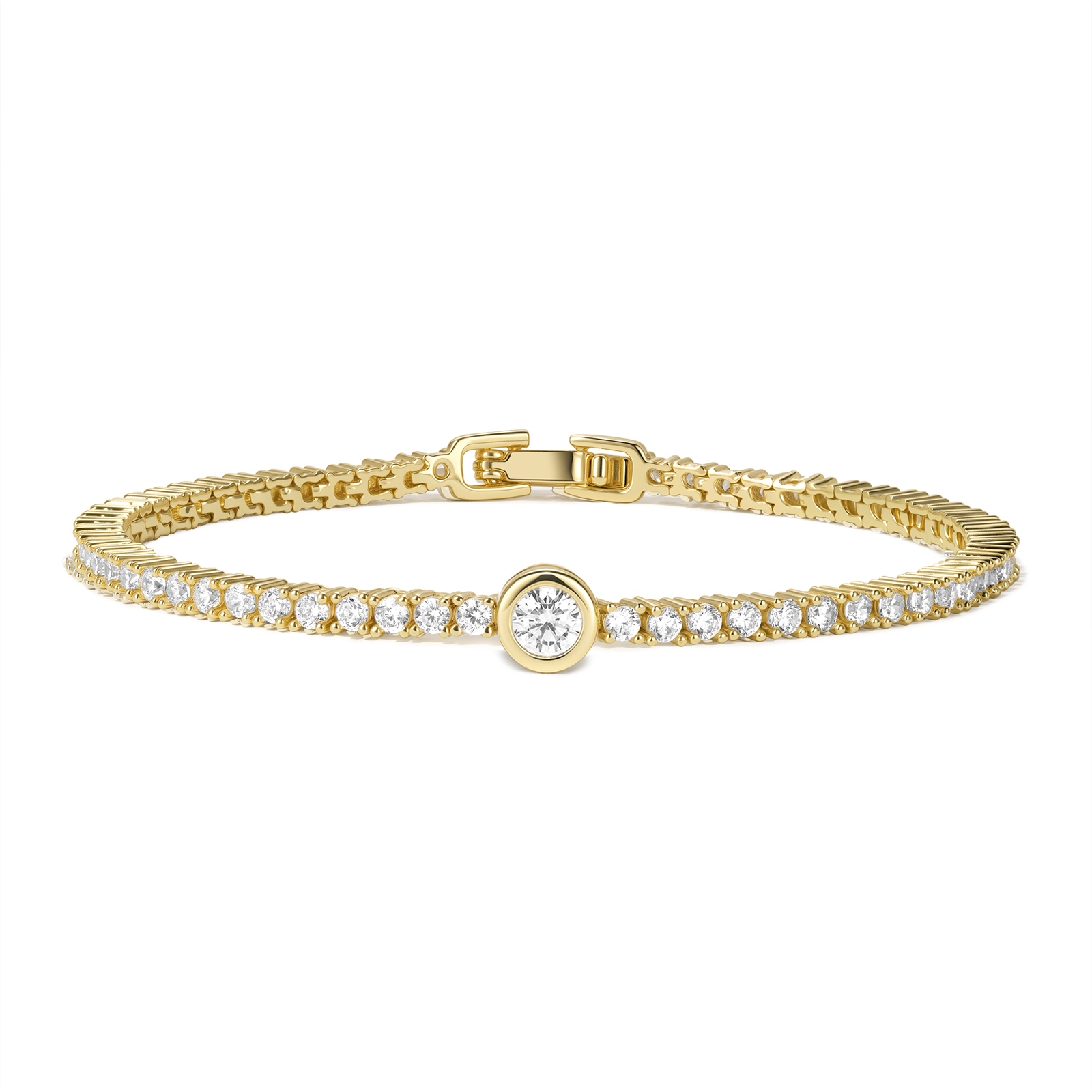 14K Round Zirconia Tennis Bracelet
