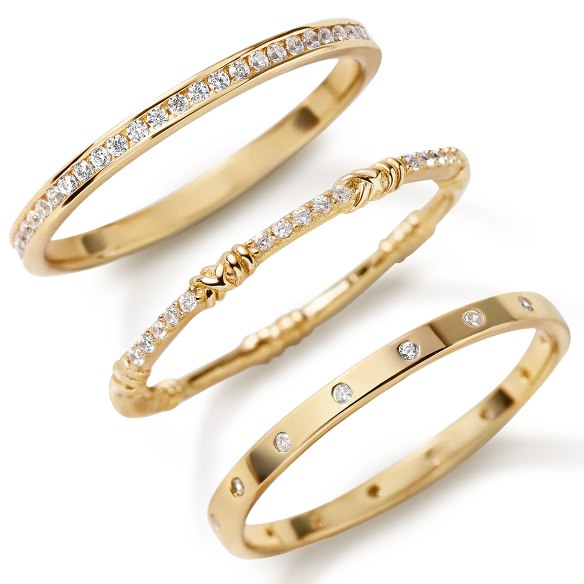 14K Gold Filled Tiny CZ Ring Set