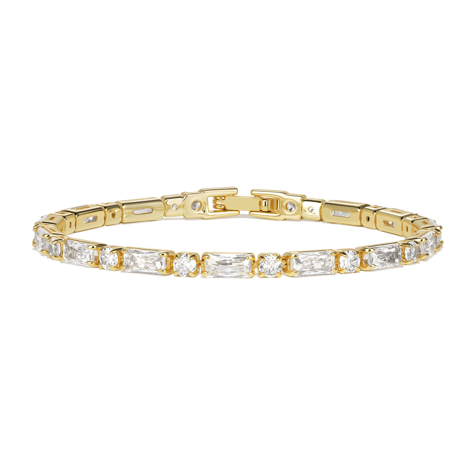 14K Gold Filled Round and Baguette Bracelet