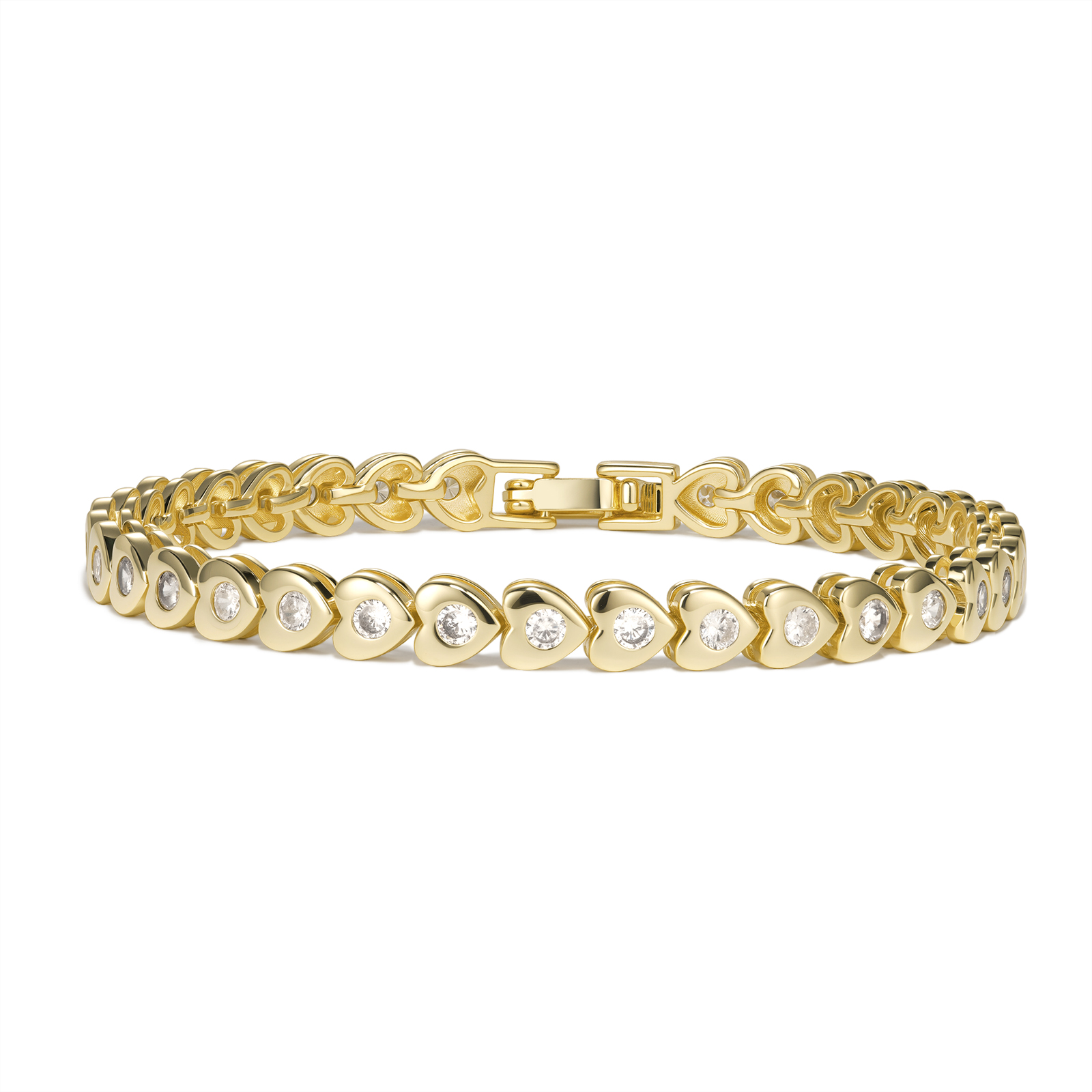 14K Gold Filled Dainty Heart Tennis Bracelet